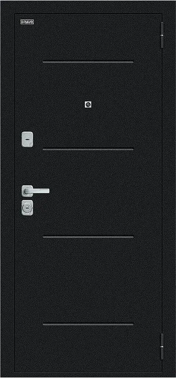 Товар Дверь Браво Техно/BChrome Букле черное/Bianco Melinga DIS007417