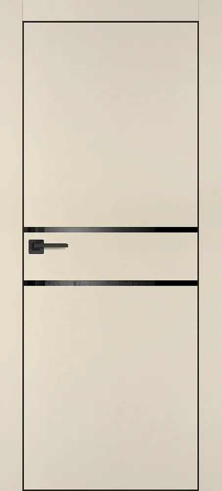 Межкомнатная дверь ПХ-18 черная кромка с 4-х ст. Бежевый матовый